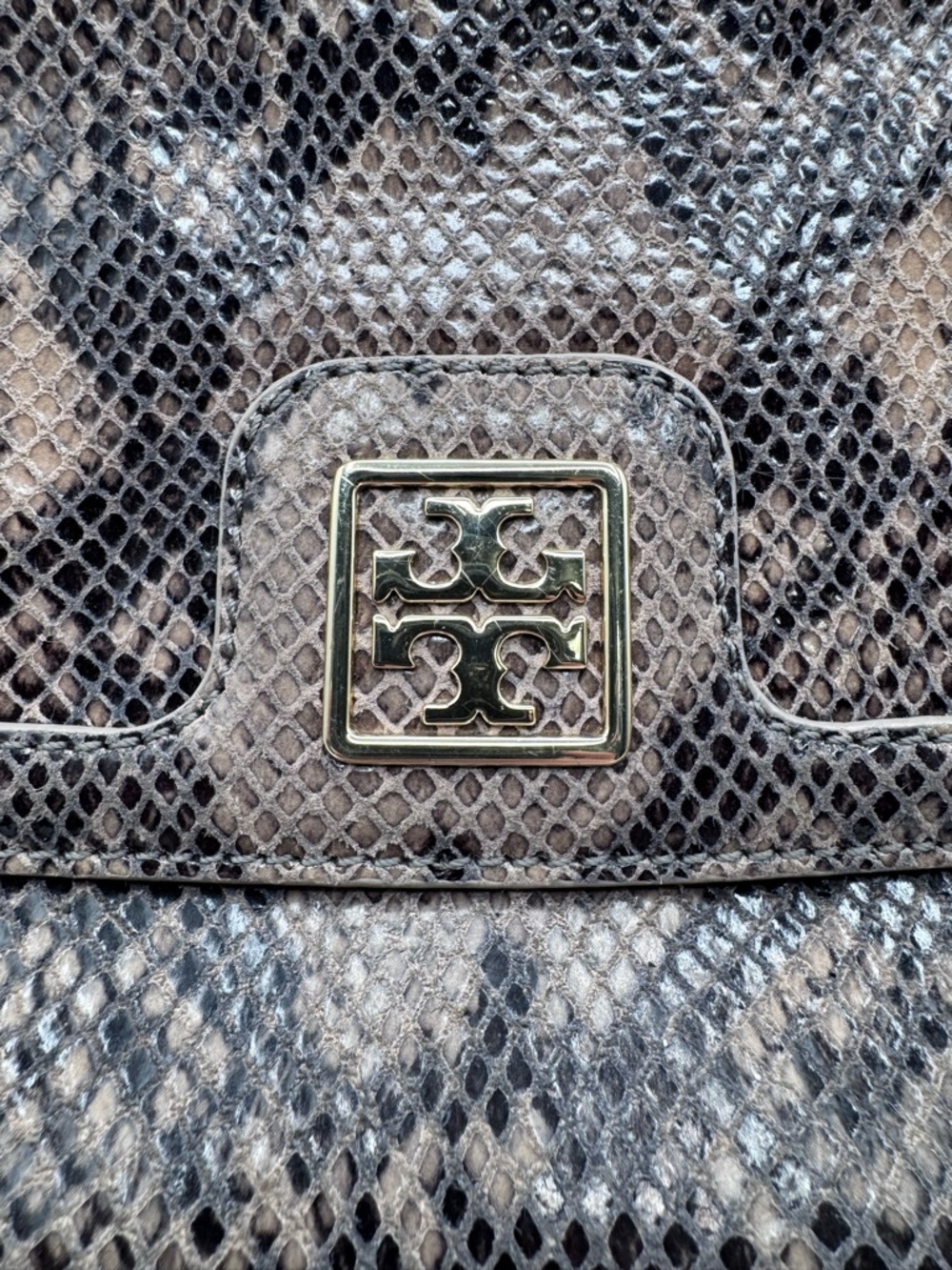 Tory Burch Dark Brown Snake Print Purse